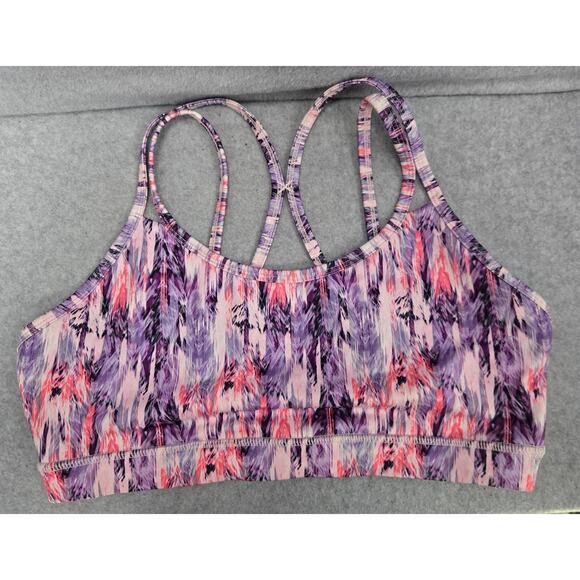 Gaiam Pink Purple Feathers Sports Bra Size Large - Picture 1 of 4